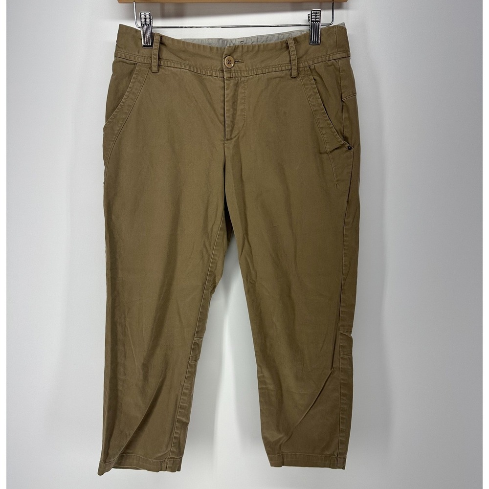Hopeshow Capri Pants Womens Size M Khaki Tan Utility Stretch Cropped Seam Detail